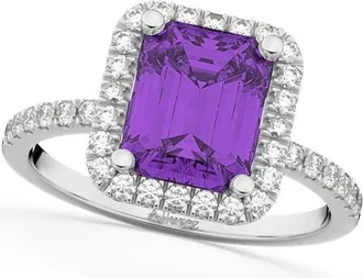 Allurez Lab Amethyst & Diamond Engagement Ring 14k in 3.32Ct/white Gold at Nordstrom, Size 5.5