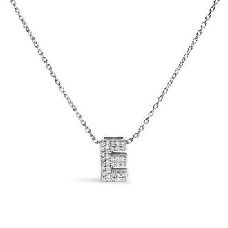 House of Brilliance 10K Gold Diamond Accent A-Z Initial Bubble Pendant Necklace in White | E at Nordstrom