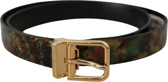 Dolce & Gabbana Leren Riem met Bronzen Gesp - Heren - Riemen - Groen - ONE Size - Leer - Accessoires
