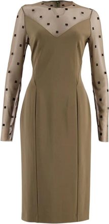 Givenchy Doorschijnende Monogram V-Hals Midi Jurk - Dames - Korte kleedjes - Groen - M - Kleedjes