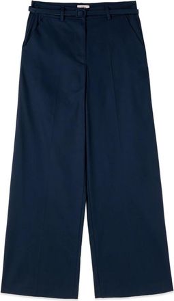 Oltre Cotton Blend Palazzo Broek - Dames - Wijde Broeken - Blauw - S - Katoen - Broeken