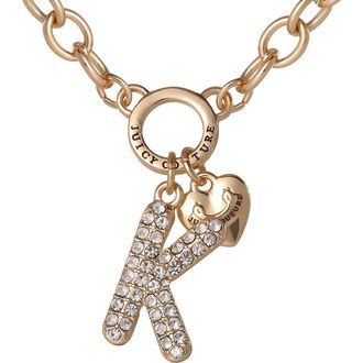 Juicy Couture Bubble Letter Necklace for Women with Clear Stones 18+2, Chunky Initial Necklace Gold-Tone in Letter K at Nordstrom