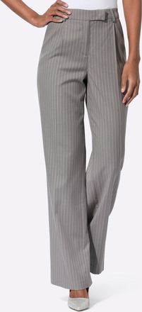 Cr&eacute;ation L Anzughose CREATION L, Damen, Gr. 36, Normalgr&ouml;ssen, grau (grau, ecru, gestreift), 45% Polyester, 41% Viskose, 11% Wolle, 3% Elasthan, gemustert, gestr