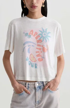 AG - Adriano Goldschmied Charli Boxy Linen Blend T-Shirt in Aperitivo Hour at Nordstrom, Size X-Large