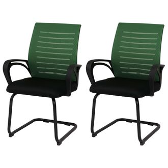 Hhg [nunca Usado] Juego De 2 Sillas De Conferencia Hhg-584, Sillas De Visitante De Dise&ntilde;o Cantilever, Tejido (250 G/m&sup2;) Mvg, Verde, Estructura Negra
