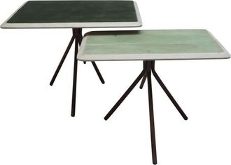 Chehoma Juego de 2 mesas de centro de madera lacada en verde
