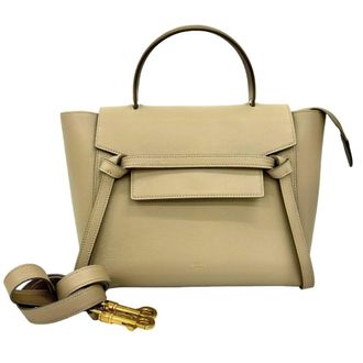 Celine Beige Leather Handbag Shoulder Bag Tote Bag (Pre-Owned)
