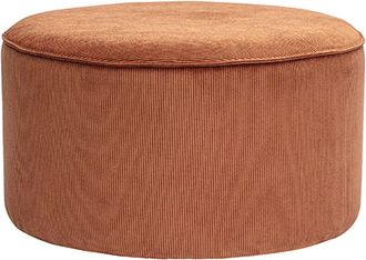 Miliboo Puf Redondo De Terciopelo Acanalado Color Tierra Quemada D70 Cm Paul