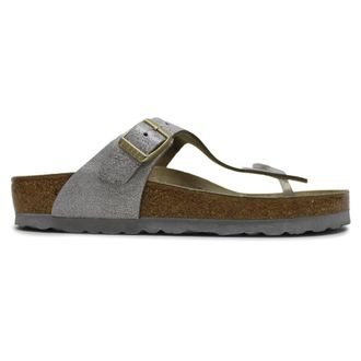 Birkenstock Gizeh BS Suede Unisex Casual Sandals - Washed Metallic Blue Silver - Size:UK 3.5