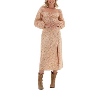 NA-KD Katoenen Midi Jurk Cups Detail - Dames - Casual kleedjes - Veelkleurig - M - Katoen - Kleedjes