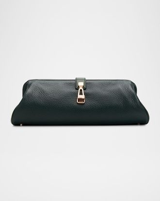 Gabriela Hearst Paola Grained Leather Baguette Clutch Bag