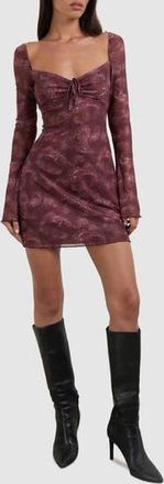 Motel Modena Long Sleeve Minidress in Tnl Paisley Plum at Nordstrom Rack, Size Small