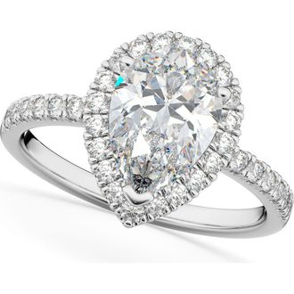 Allurez Pear Cut Halo Lab Diamond Engagement Ring 14K in 2.51Ct/white Gold at Nordstrom, Size 6.5