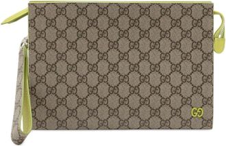 Gucci Pre-owned Clutches, female, Brown, Size: ONE SIZE Pre-owned Printed Zip Pouch