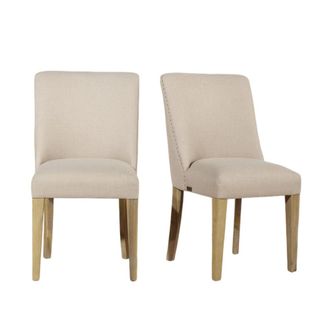 Robin des Bois Juego de 2 sillas de acacia y tela beige