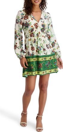 Siena My Balconia Printed Long Sleeve Dress in Ivory/Green Multi at Nordstrom Rack, Size 14