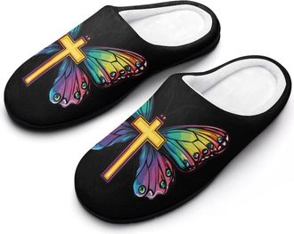 Generic God Butterfly Womens Slippers Warm House Slippers Indoor House Shoes with Anti-Skid Rubber Sole