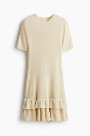 H&M Rib-knit Dress in Light Beige at Nordstrom, Size Xx-Small