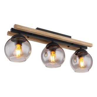 Globo Lighting Plaf&oacute;n - Conni - Negro - Vidrio Vidrio Ahumado - L&aacute;mpara
