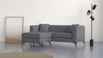 HOME AFFAIRE Ecksofa »MATTHEW L-Form ideal für kleine Räume, Masse B/T/H: 201/162/74 cm« elegantes Designsofa, feine Steppung im Rücken, incl. Zierkissen