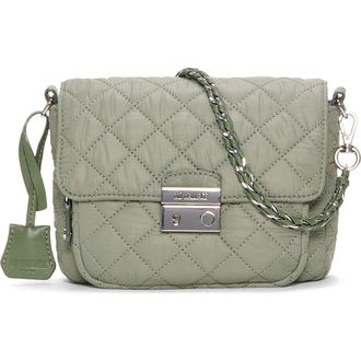 MZ Wallace Small Crosby Lock Quilted Nylon Crossbody Bag in Agave Green at Nordstrom