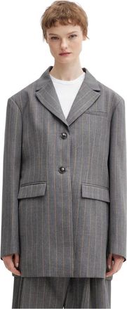 Ganni Pinstripe Blazer - Dames - Blazers - Grijs - XS - Wol - Jassen