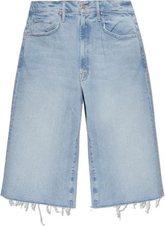 Mother The Whole Lot Zip Fray - Dames - Korte broeken - Blauw - Maat: W30 Katoen
