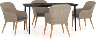 vidaXL Juego De Comedor De Jard&iacute;n 5 Piezas Con Cojines Marr&oacute;n Vidaxl