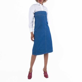 Ferragamo Ferragamo Strapless Cotton Denim Midi Dress