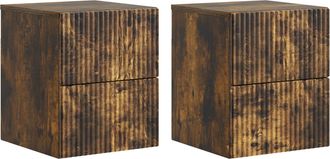 vidaXL Mesita De Noche De Pared 2 Uds. Roble Ahumado 33 X 34,5 X 40 Cm Vidaxl