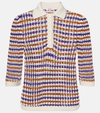 Eres Comeback open-knit cotton-blend polo shirt