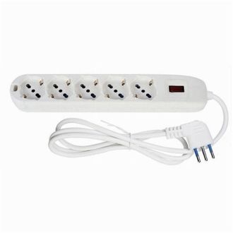 Trade Shop Trade Shop - Multipresa 5 Uscite Universali Spina 10a Cavo 1.5mt Ciabatta Colore Bianco 80185n