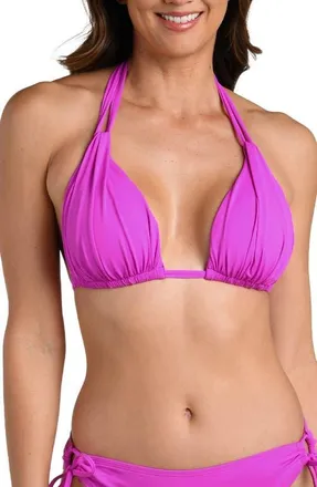 La Blanca Island Goddess Halter Bikini Top in Violet at Nordstrom, Size 14