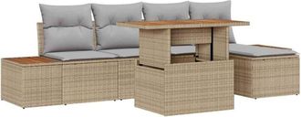 vidaXL Garden Dining Set with Cushion 6 pcs Beige, Grey Vidaxl