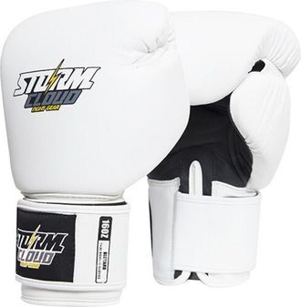 OEM Guantes De Muay Thai Stormcloud Blizzard Classic De Cuero Genuino, Color Blanco, 14 Oz
