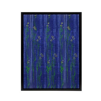 Artery8 Vintage Japanese Blue Floral Pattern Framed Canvas Wall Art Print Korin | Size: W24 x H32