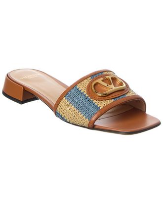 Valentino Vlogo Signature 20 Straw & Leather Sandal