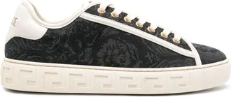 Versace Barocco Greca sneakers - women - Fabric/Calf Leather/Rubber - 37.5 - Black