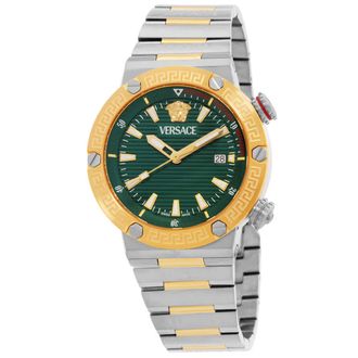 Versace Greca Logo Quartz Green Dial Mens Watch VE8G00524