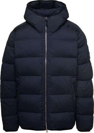 Stone Island Compass Patch Zip-Up Puffer Jacket Navy 791543728-V0020