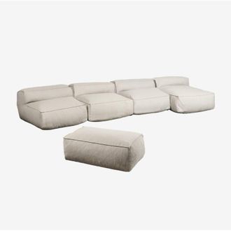 Sklum Sof&aacute; Modular Chaise Longue De 4 Piezas Y Puff Dojans Sklum