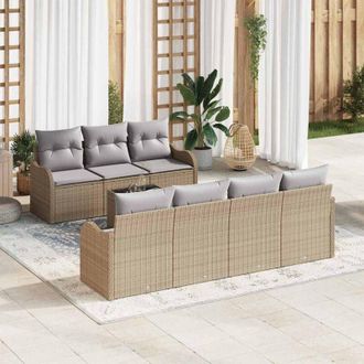 vidaXL Vidaxl - Conjunto De Sof&aacute; De Jard&iacute;n 8 Pcs Beige, Gris 55 X 55 X 37 Cm