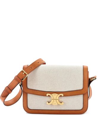 Celine Triomphe Shoulder Bag Canvas with Leather Medium crossbody bag - Marrone