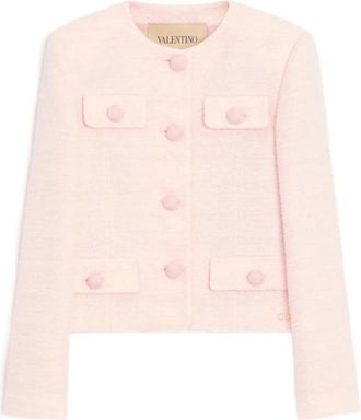 Valentino Garavani Jassen, Dames, Roze, S, Tweed, Tweed Jas