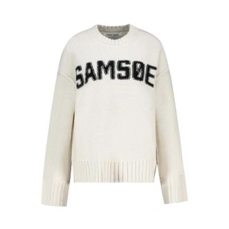 Sams&oslash;e & Sams&oslash;e Sakeiku Sweater 11250 - Dames - Ronde hals truien - Beige - M - Wol - Truien & Vesten