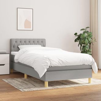 vidaXL Vidaxl - Cama Box Spring Con Colch&oacute;n Tela Gris Claro 100x200 Cm
