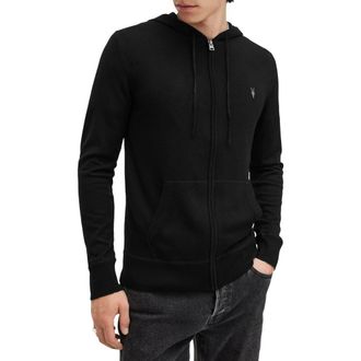 AllSaints Mode Merino Wool Hoodie in Black at Nordstrom, Size Medium