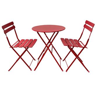 Mobili Rebecca Rebecca Mobili Juego Bistrot Mesa Y 2 Sillas Set Para Exterior Acero Rojo Para Balc&oacute;n Jard&iacute;n