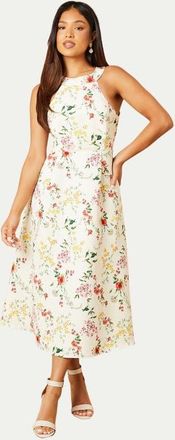 Oasis Petite Ottoman Twill Halter Midi Dress in Ivory at Nordstrom, Size 12