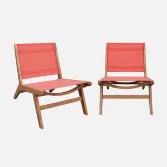 Sweeek Sill&oacute;n Relax De Madera De Acacia Y Textilene, Set De 2